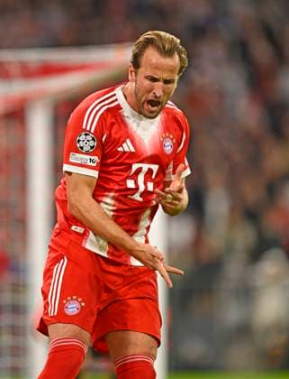 17.09.2025, Fussball UEFA Championsleague 2025 2026: 1.Spieltag, FC Bayern München - FC Chelsea, in der Allianz-Arena München. Harry Kane (FC Bayern München) jubelt.