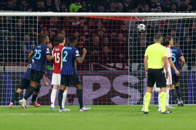 AMSTERDAM , 17-09-2025 , JohanCruyff Arena , season 2025 2026 , UEFA Champions League football , League phase Matchday 1 , match between Ajax and Inter Milan , picture shows 0-1 of Inter Ajax - Inter  x31066640x Copyright: