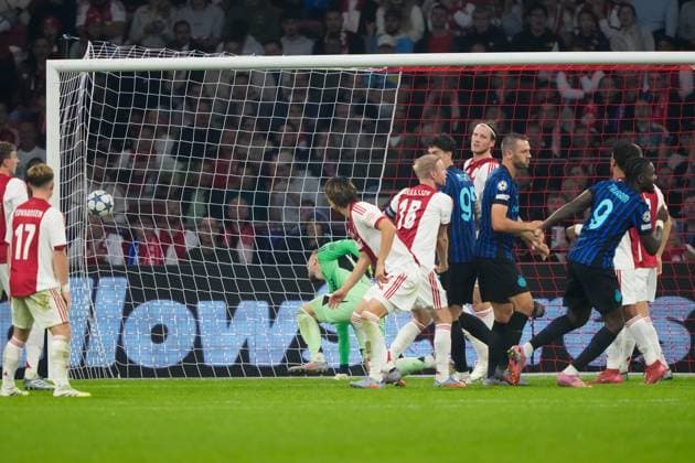 AMSTERDAM, 17-09-2025, Johan Cruijff ArenA ,season 2025 2026 , UEFA Champions League football , league phase, .Match between Ajax and Inter Milan , Picture shows 0-2 of Inter player Marcus Thuram Ajax - Inter  x31067193x Copyright: