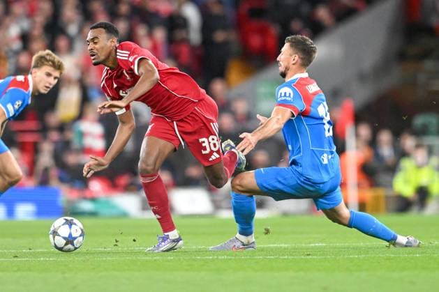 Liverpool v Atletico Madrid UEFA Champions League Ryan Gravenberch of Liverpool is fouled, during the UEFA Champions League match at Anfield, Liverpool UK Newspapers OUT Copyright: xKarlxVallantinex FIL-22236-0025