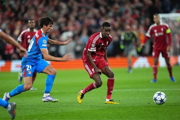 250917 Alexander Isak of Liverpool during the Champions League football match between Liverpool and Atletico Madrid on September 17, 2025 in Liverpool. Photo: Bagu Blanco BILDBYRAN kod XY XY0075 fotboll football soccer fotball uefa champions league champions league liverpool atletico madrid bbeng Copyright: BAGUxBLANCO BB250917ZG036