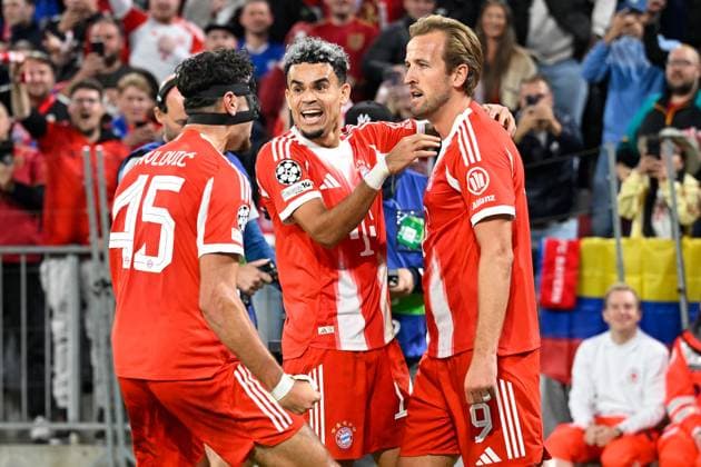 Muenchen, Allianz Arena, 17.09.25, GER, Herren, UEFA Champions Leaugue, Saison 2025-2026, FC Bayern Muenchen - Chelsea FC Bild: Harry KANE (Muenchen) jubelt nach seinem Tor zum 3:1 UEFA regulations prohibit any use of photographs as image sequences and or quasi-video. Bayern Deutschland