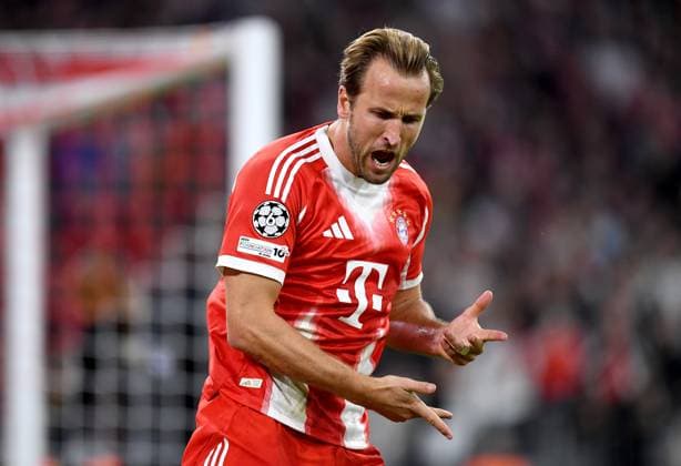 FUSSBALL CHAMPIONS LEAGUE SAISON 2025 2026 Vorrunde 1. Spieltag 17.09.2025 FC Bayern Muenchen - FC Chelsea London Jubel nach dem Tor zum 2 - 0, Harry Kane (FC Bayern Muenchen)