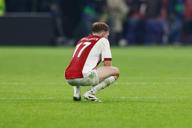 AMSTERDAM , 17-09-2025 , JohanCruyff Arena , season 2025 2026 , UEFA Champions League football , League phase Matchday 1 , match between Ajax and Inter Milan , picture shows Ajax player Oliver Edvardsen disappointed after the 0-2 lose Ajax - Inter  x31067622x Copyright: