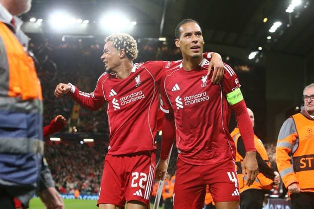 Virgil van Dijk of Liverpool celebrates scoring their sides third goal Liverpool v Atletico Madrid, UEFA Champions League, Group Stage, Football, Anfield, Liverpool, UK - 17 Sep 2025Liverpool Anfield United Kingdom EDITORIAL USE ONLY No use with unauthorised audio, video, data, fixture lists, club league logos or live services. Online in-match use limited to 120 images, no video emulation. No use in betting, games or single club league player publications.  Copyright: xPhilxOldham Shutterstockx 15481355ca