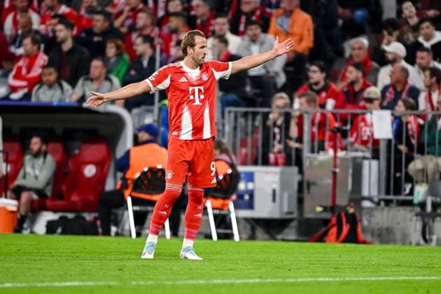 Harry Kane (Bayern München) gestures during the UEFA Champions League 2025 26 League Phase MD1 match between FC Bayern München and Chelsea FC at Football Arena Munich on September 17, 2025 in Munich, Germany. (Photo by Harry Langer DeFodi Images)