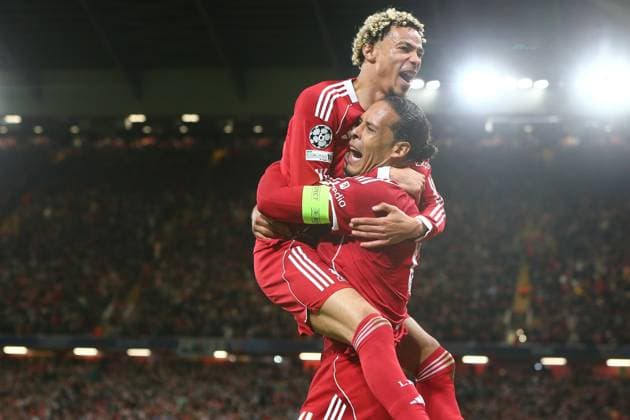 Virgil van Dijk of Liverpool celebrates scoring their sides third goal Liverpool v Atletico Madrid, UEFA Champions League, Group Stage, Football, Anfield, Liverpool, UK - 17 Sep 2025Liverpool Anfield United Kingdom EDITORIAL USE ONLY No use with unauthorised audio, video, data, fixture lists, club league logos or live services. Online in-match use limited to 120 images, no video emulation. No use in betting, games or single club league player publications.  Copyright: xPhilxOldham Shutterstockx 15481355ci