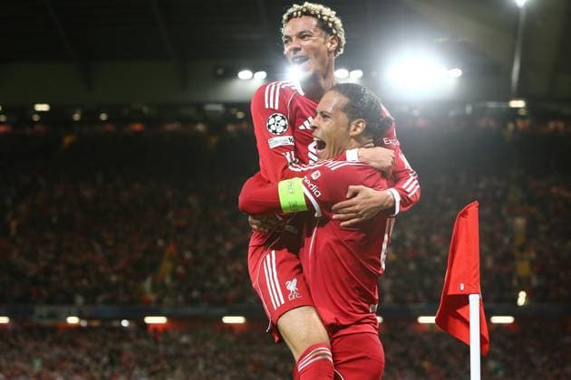Virgil van Dijk of Liverpool celebrates scoring their sides third goal Liverpool v Atletico Madrid, UEFA Champions League, Group Stage, Football, Anfield, Liverpool, UK - 17 Sep 2025Liverpool Anfield United Kingdom EDITORIAL USE ONLY No use with unauthorised audio, video, data, fixture lists, club league logos or live services. Online in-match use limited to 120 images, no video emulation. No use in betting, games or single club league player publications.  Copyright: xPhilxOldham Shutterstockx 15481355cq