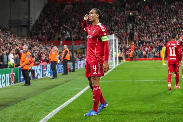 Liverpool FC v Atletico Madrid, Champions League Liverpool defender Virgil van Dijk (4) scores a GOAL 3-2 and celebrates during the Liverpool FC v Atletico Madrid Champions League Round One match at Anfield, Liverpool, United Kingdom on 17 September 2025 Credit: Lee Keuneke Every Second Media Editorial use only. All images are copyright Every Second Media Limited. No images may be reproduced without prior permission. Copyright: xIMAGO EveryxSecondxMediax ESM-1590-0077 LeexKeunekex xEveryxSecondxMediax