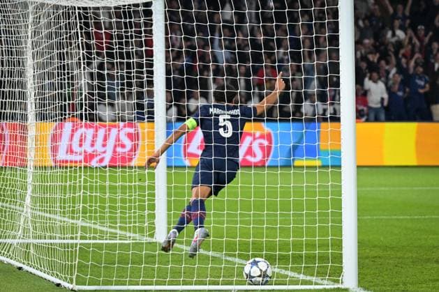 Champions League PSG vs Atalanta BC- FA Paris Saint-Germain’s defender Marquinhos celebrates scoring a goal during the UEFA Champions League football match between Paris Saint-Germain and Atalanta BC at the Parc des Princes Stadium in Paris on September 17, 2025. Photo by Firas Abdullah ABACAPRESS.COM Paris Ile-de-France France  Copyright: xAbdullahxFiras ABACAx