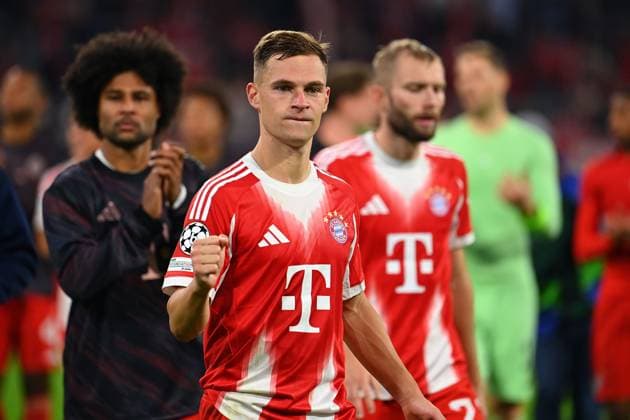 Schlussjubel Joshua KIMMICH (Bayern Muenchen), ballt die Faust. Aktion,Einzelbild,angeschnittenes Einzelmotiv,Halbfigur,halbe Figur Fussball Champions League,Saison 2025 26 ,1.Spieltag. FC Bayern Muenchen - FC Chelsea 3-1 am 17.09.2025 A L L I A N Z A R E N A