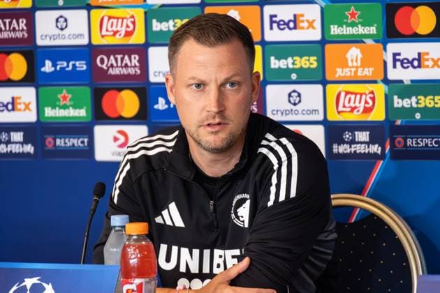 F.C. Copenhagen press conference, PK, Pressekonferenz Head coach Jacob Neestrup of F.C. Copenhagen attends a press conference ahead of the UEFA Champions League 2025 26 League Phase between F.C. Copenhagen and Bayer 04 Leverkusen at Parken Stadium. Copenhagen Denmark Copyright: xKristianxTuxenxLadegaardxBergx 17_09_2025_KTLB_FCK_press_04