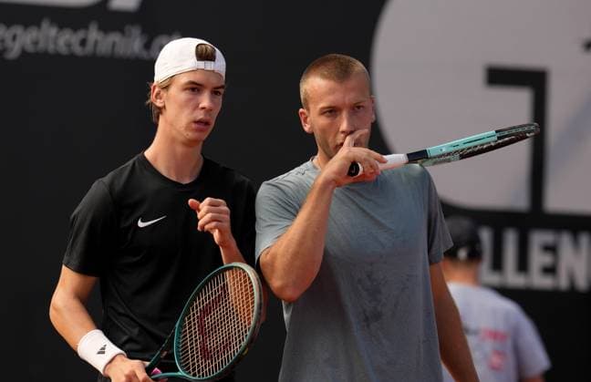 TENNIS - ATP, Tennis Herren Layjet Open BAD WALTERSDORF,AUSTRIA,18.SEP.25 - TENNIS - ATP Challenger Tour, Layjet Open. Image shows Alex Huszar (AUT) and Syl Gaxherri (AUT).  GEPAxpictures xMichaelxRiedler