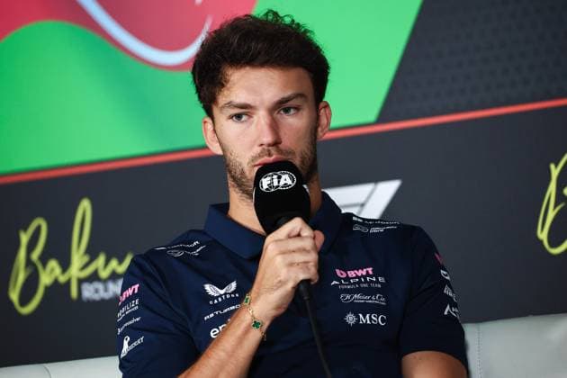 F1 - AZERBAIJAN GRAND PRIX 2025 GASLY Pierre (fra), Alpine F1 Team A525, portrait press conference, PK, Pressekonferenz during the 2025 Formula 1 Qatar Airways Azerbaijan Grand Prix, 17th round of the 2025 FIA Formula One World Championship, WM, Weltmeisterschaft from September 19 to 21, 2025 on the Baku City Circuit, in Baku, Azerbaijan - BakuAzerbaijan Copyright: xEricxAlonsox