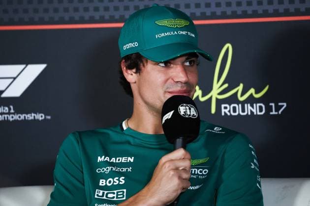 F1 - AZERBAIJAN GRAND PRIX 2025 STROLL Lance (can), Aston Martin F1 Team AMR25, portrait press conference, PK, Pressekonferenz during the 2025 Formula 1 Qatar Airways Azerbaijan Grand Prix, 17th round of the 2025 FIA Formula One World Championship, WM, Weltmeisterschaft from September 19 to 21, 2025 on the Baku City Circuit, in Baku, Azerbaijan - BakuAzerbaijan Copyright: xEricxAlonsox