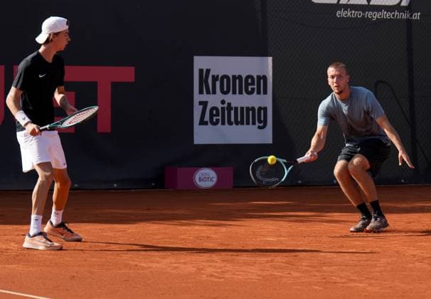 TENNIS - ATP, Tennis Herren Layjet Open BAD WALTERSDORF,AUSTRIA,18.SEP.25 - TENNIS - ATP Challenger Tour, Layjet Open. Image shows Alex Huszar and Syl Gaxherri (AUT).  GEPAxpictures xMichaelxRiedler