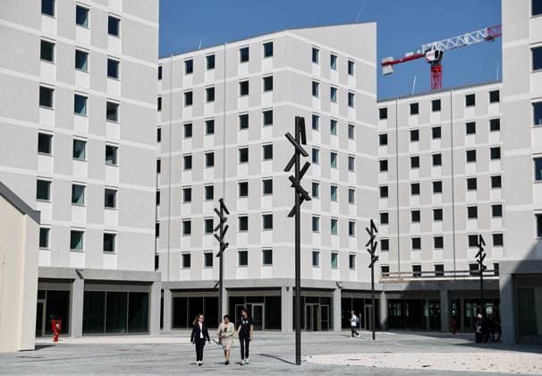 (250918) -- MILAN, Sept. 18, 2025 -- Photo taken on Sept. 18, 2025 shows a scene of the Milano Cortina 2026 Olympic and Paralympic Village in Milan, Italy. ) (SP)ITALY-MILAN-MILANO-CORTINA WINTER OLYMPICS-OLYMPIC VILLAGE-VISIT LixJing 