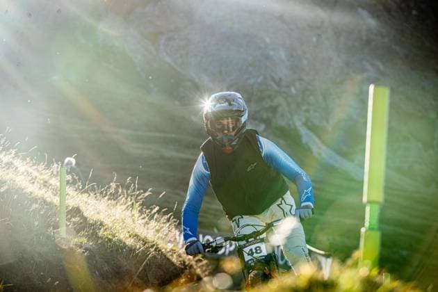 Whoop UCI Mountainbikeworldcup Downhill Lenzerheide KALINÅ EK AÅ¾be at Whoop UCI Mountainbikeworldcup Downhill Lenzerheide, 18.09.2025,in Lenzerheide,SUI Foto: Sebastian Sternemannat Whoop UCI Mountainbikeworldcup Downhill Lenzerheide, 18.09.2025,in Lenzerheide,SUI Foto: Sebastian Sternemann