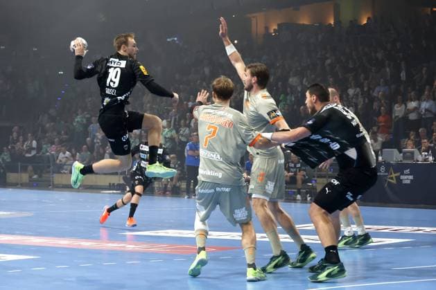 DEU, EHF Champions League, Fuechse Berlin vs. Aalborg, 18.09.2025, Max-Schmeling-Halle, Berlin, DEU, EHF Champions League, Fuechse Berlin vs. Aalborg, im Bild Mathias Gidsel (Fuechse Berlin 19)