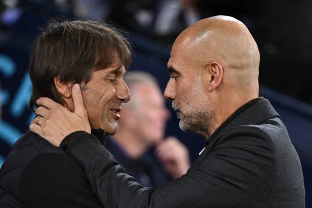 Db Manchester 18 09 2025 - Champions League Manchester City-Napoli foto Daniele Buffa Image nella foto: Antonio Conte-Josep Guardiola 