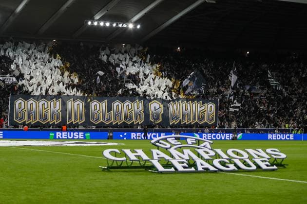 Newcastle United FC v FC Barcelona, Barca Champions League Newcastle United Flag Display during the Newcastle United FC v FC Barcelona Champions League Round One match at St.James Park, Newcastle, United Kingdom on 17 September 2025 Credit: Lee Keuneke Every Second Media Editorial use only. All images are copyright Every Second Media Limited. No images may be reproduced without prior permission. Copyright: xIMAGO EveryxSecondxMediax ESM-1585-0027 LeexKeunekex xEveryxSecondxMediax