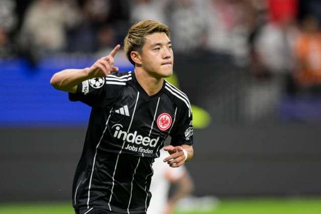 Fußball, UEFA Champions League, 20250918, SG Eintracht Frankfurt - Galatasaray Istanbul. Im Bild Tor 1:1, Torjubel, Torschütze Ritsu DOAN (Frankfurt, 20). Frankfurt Deutsche Bank Park Hessen Deutschland Copyright: Passion2Press MarkusxFischerx