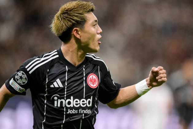 Fußball, UEFA Champions League, 20250918, SG Eintracht Frankfurt - Galatasaray Istanbul. Im Bild Tor 1:1, Torjubel, Torschütze Ritsu DOAN (Frankfurt, 20). Frankfurt Deutsche Bank Park Hessen Deutschland Copyright: Passion2Press MarkusxFischerx