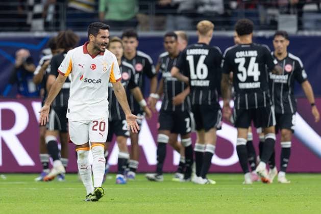 Eintracht Frankfurt - Galatasaray Istanbul, UEFA Champions League Ilkay Gündogan Ilkay Guendogan (Galatasaray, 20) ärgert sich wegen des Tores zum 1:1 durch Ritsu Doan (Eintracht Frankfurt, 20). Spieltag 1 der UEFA Champions League zwischen Eintracht Frankfurt und Galatasaray Istanbul am 18. September 2025 im Deutsche Bank Park in Frankfurt am Main., Frankfurt am Main Hessen Deutschland Deutsche Bank Park