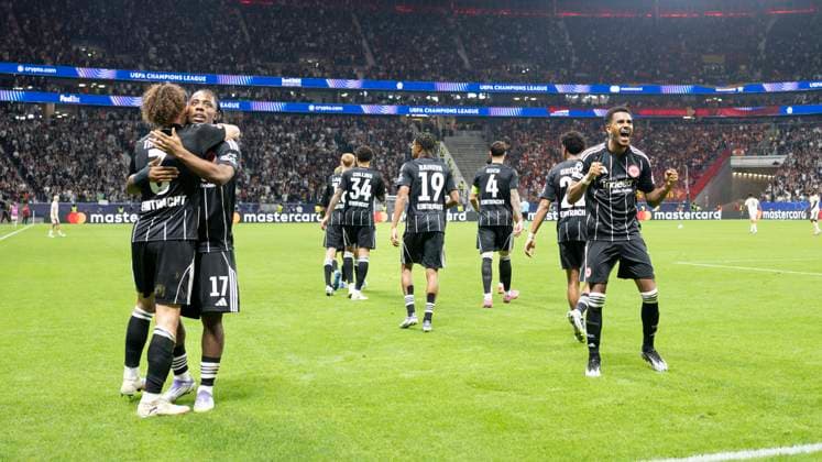 Torjubel zum 5:1 durch Ansgar Knauff 7 (Eintracht Frankfurt), Eintracht Frankfurt vs. Galatasaray Istanbul, Champions League, Gruppenphase, 1.Spieltag, 18.09.2025 Frankfurt Hessen Deutschland