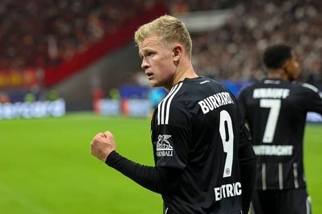 Jonathan Burkardt (Eintracht Frankfurt, 09) nach seinem 4:1 , Deutschland, Fussball, UEFA Champions League, 1. Spieltag, 2025 2026, Eintracht Frankfurt vs. Galatasaray SK, 18.09.2025, Deutsche-Bank-Park, Frankfurt am Main, Deutschland Frankfurt am Main Deutsche-Bank-Park Hessen Deutschland Copyright: xGrantxHubbsx