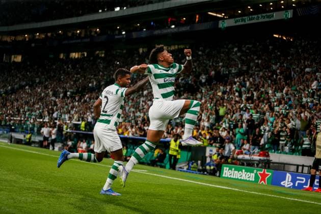 Alisson Santos forward of Sporting CP celebrates after scoring a goal during the UEFA Champions League 2025 26 League Phase MD1 match between Sporting CP and Kairat Almaty at Estadio Jose de Alvalade on September 16, 2025 UEFA Champions League League Phase MD1 - Sporting CP and Kairat Almaty (Valter Gouveia SPP) Copyright: xValterxGouveia SPPx spp-en-VaGo-_GO_9082