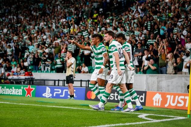 Alisson Santos forward of Sporting CP celebrates after scoring a goal during the UEFA Champions League 2025 26 League Phase MD1 match between Sporting CP and Kairat Almaty at Estadio Jose de Alvalade on September 16, 2025 UEFA Champions League League Phase MD1 - Sporting CP and Kairat Almaty (Valter Gouveia SPP) Copyright: xValterxGouveia SPPx spp-en-VaGo-_GO_9104