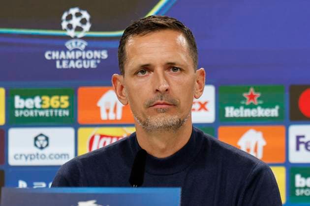 Dino Toppmöller, Toppmoller (Eintracht Frankfurt, Trainer) bei der Pressekonferenz , Deutschland, Fussball, UEFA Champions League, 1. Spieltag, 2025 2026, Eintracht Frankfurt vs. Galatasaray SK, 18.09.2025, Deutsche-Bank-Park, Frankfurt am Main, Deutschland Frankfurt am Main Deutsche-Bank-Park Hessen Deutschland Copyright: xGrantxHubbsx