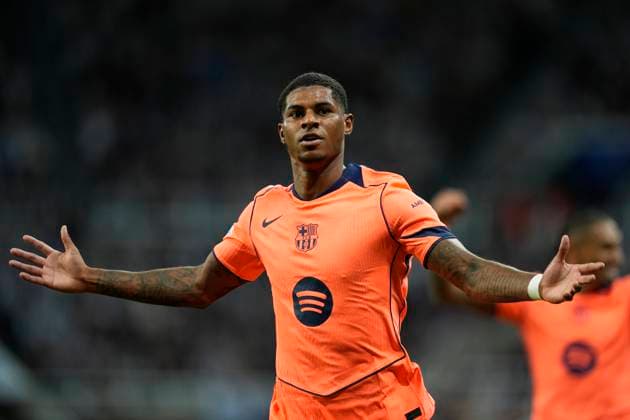 September 18, 2025, Newcastle, Newcastle, England: Marcus Rashford of FC Barcelona, Barca celebrates a goal during the UEFA Champions League 2025 26 League Phase MD1 match between Newcastle United FC and FC Barcelona at St James Park on September 18, 2025 in Newcastle upon Tyne, England. Newcastle England - ZUMAa181 20250918_zaa_a181_227 Copyright: xDennisxAgyemanx