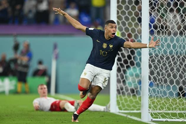France v Denmark: FIFA World Cup, WM, Weltmeisterschaft, Fussball Qatar 2022 DOHA, QATAR - NOVEMBER 26: Kylian Mbappe of France celebrates after scoring goal during the FIFA World Cup Qatar 2022 Group D match between France and Denmark at Stadium 974 in Doha, Qatar on November 26, 2022. Qatar World. Editorial use only. Please get in touch for any other usage.  Copyright: x2025xAnadoluxMustafaxYalcÄ±nx