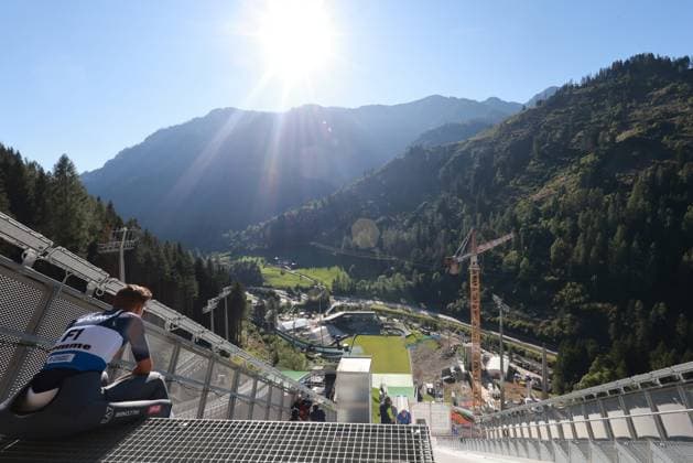 FIS Ski jumping, Skispringen, Ski, nordisch - Nordic Summer Festival - Pierre Teyssot MAXPPP ; FIS Ski Jumping - Nordic Summer Festival -. Predazzo, Italy on September 18, 2025. Ladies Ski Jumping event ahead of Milano Cortina 2026 Winter Olympic Games, Olympische Spiele, Olympia, OS General view Pierre Teyssot Maxppp *** Local Caption *** Predazzo Trentino South Tyrol Italy  Copyright: xMAXPPPxPierrexTeyssotx TEP60600 TEP60600