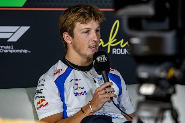 Formel 1 GP Baku Azerbaijan. Donnerstag 18.09.2025 Liam Lawson 30, Visa Cash App RB Formula One Team in der Pressekonferenz; Formel 1 GP Baku Azerbaijan. Donnerstag 18.09.2025 Copyright: xBEAUTIFULxSPORTS Erlhofx