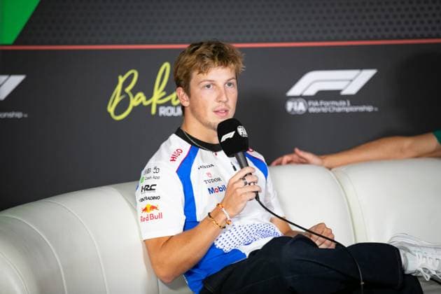 Formel 1 GP Baku Azerbaijan. Donnerstag 18.09.2025 Liam Lawson 30, Visa Cash App RB Formula One Team in der Pressekonferenz; Formel 1 GP Baku Azerbaijan. Donnerstag 18.09.2025 Copyright: xBEAUTIFULxSPORTS Erlhofx