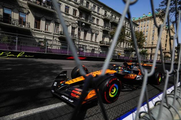 F1 - AZERBAIJAN GRAND PRIX 2025 81 PIASTRI Oscar (aus), McLaren F1 Team MCL39, action during the 2025 Formula 1 Qatar Airways Azerbaijan Grand Prix, 17th round of the 2025 FIA Formula One World Championship, WM, Weltmeisterschaft from September 19 to 21, 2025 on the Baku City Circuit, in Baku, Azerbaijan - BakuAzerbaijan  Copyright: xFLORENTxGOODENx
