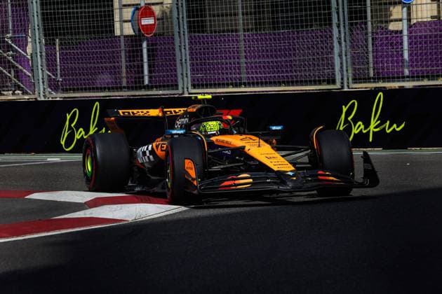 F1 - AZERBAIJAN GRAND PRIX 2025 04 NORRIS Lando (gbr), McLaren F1 Team MCL39, action during the 2025 Formula 1 Qatar Airways Azerbaijan Grand Prix, 17th round of the 2025 FIA Formula One World Championship, WM, Weltmeisterschaft from September 19 to 21, 2025 on the Baku City Circuit, in Baku, Azerbaijan - BakuAzerbaijan  Copyright: xFLORENTxGOODENx