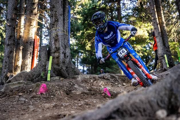 Whoop UCI Mountainbikeworldcup Downhill Lenzerheide PINKERTON Ryan * MONDRAKER FACTORY RACING DHat Whoop UCI Mountainbikeworldcup Downhill Lenzerheide, 19.09.2025,in Lenzerheide,SUI Foto: Sebastian Sternemannat Whoop UCI Mountainbikeworldcup Downhill Lenzerheide, 19.09.2025,in Lenzerheide,SUI Foto: Sebastian Sternemann
