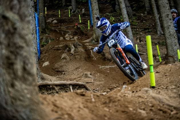 Whoop UCI Mountainbikeworldcup Downhill Lenzerheide KERR Bernard PIVOT FACTORY RACINGat Whoop UCI Mountainbikeworldcup Downhill Lenzerheide, 19.09.2025,in Lenzerheide,SUI Foto: Sebastian Sternemannat Whoop UCI Mountainbikeworldcup Downhill Lenzerheide, 19.09.2025,in Lenzerheide,SUI Foto: Sebastian Sternemann