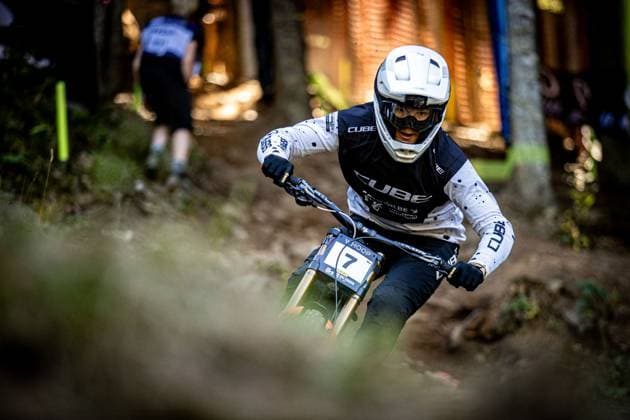 Whoop UCI Mountainbikeworldcup Downhill Lenzerheide HICKMAN Kasper at Whoop UCI Mountainbikeworldcup Downhill Lenzerheide, 19.09.2025,in Lenzerheide,SUI Foto: Sebastian Sternemannat Whoop UCI Mountainbikeworldcup Downhill Lenzerheide, 19.09.2025,in Lenzerheide,SUI Foto: Sebastian Sternemann