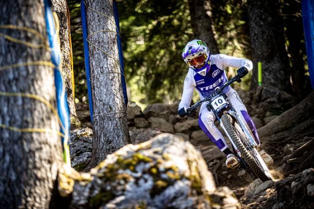 Whoop UCI Mountainbikeworldcup Downhill Lenzerheide STEVENS-MCNAB Lachlan * TREK FACTORY RACING DHat Whoop UCI Mountainbikeworldcup Downhill Lenzerheide, 19.09.2025,in Lenzerheide,SUI Foto: Sebastian Sternemannat Whoop UCI Mountainbikeworldcup Downhill Lenzerheide, 19.09.2025,in Lenzerheide,SUI Foto: Sebastian Sternemann