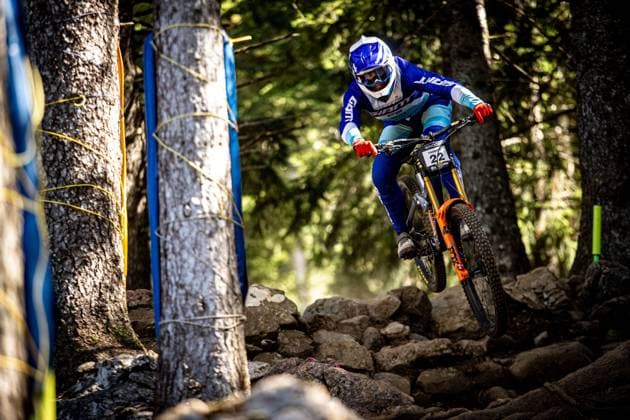 Whoop UCI Mountainbikeworldcup Downhill Lenzerheide THIRION RÃ mi GIANT FACTORY OFF-ROAD TEAM - DHat Whoop UCI Mountainbikeworldcup Downhill Lenzerheide, 19.09.2025,in Lenzerheide,SUI Foto: Sebastian Sternemannat Whoop UCI Mountainbikeworldcup Downhill Lenzerheide, 19.09.2025,in Lenzerheide,SUI Foto: Sebastian Sternemann