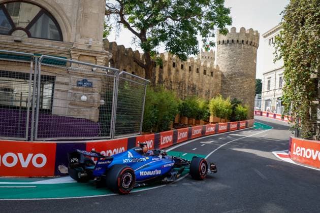 Formula 1 Qatar Airways Azerbaijan Grand Prix 2025 Laurent LEFEBVRE OVERTAKE MAXPPP - Baku 19 09 2025 23 ALBON Alexander (tha), Atlassian Williams Racing, action at the Formula 1 Qatar Airways Azerbaijan Grand Prix 2025, the 17th round of the 2025 FIA Formula 1 World Championship, WM, Weltmeisterschaft at the Baku City Circuit in Baku, Azerbaijan, from 18 to 21 September 2025 Baku Azerbaijan  Copyright: xOVERTAKE MAXPPPxLaurentxLEFEBVREx OVT202509198377 OVT202509198377