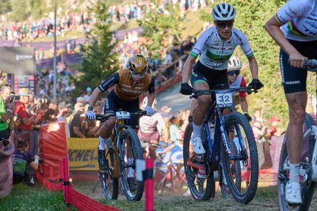 2025 WHOOP UCI Mountain Bike World Series XCC World Cup Women Elite, Lenzerheide, Schweiz Lenzerheide, Schweiz. 19. September 2025. Karen Fernandes Olimpio während des Cross Country Short Track der Damen Elite an den WHOOP UCI Mountain Bike World Series 2025 in Lenzerheide.