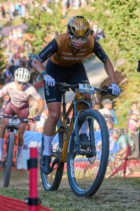 2025 WHOOP UCI Mountain Bike World Series XCC World Cup Women Elite, Lenzerheide, Schweiz Lenzerheide, Schweiz. 19. September 2025. Martina Berta während des Cross Country Short Track der Damen Elite an den WHOOP UCI Mountain Bike World Series 2025 in Lenzerheide.