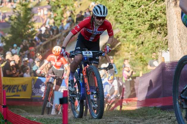 2025 WHOOP UCI Mountain Bike World Series XCC World Cup Women Elite, Lenzerheide, Schweiz Lenzerheide, Schweiz. 19. September 2025. Sofie Heby Pedersen während des Cross Country Short Track der Damen Elite an den WHOOP UCI Mountain Bike World Series 2025 in Lenzerheide.
