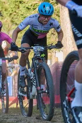 2025 WHOOP UCI Mountain Bike World Series XCC World Cup Women Elite, Lenzerheide, Schweiz Lenzerheide, Schweiz. 19. September 2025. Ginia Caluori während des Cross Country Short Track der Damen Elite an den WHOOP UCI Mountain Bike World Series 2025 in Lenzerheide.